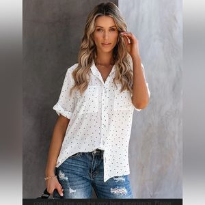 Rocco Button Down Polka Dot Blouse